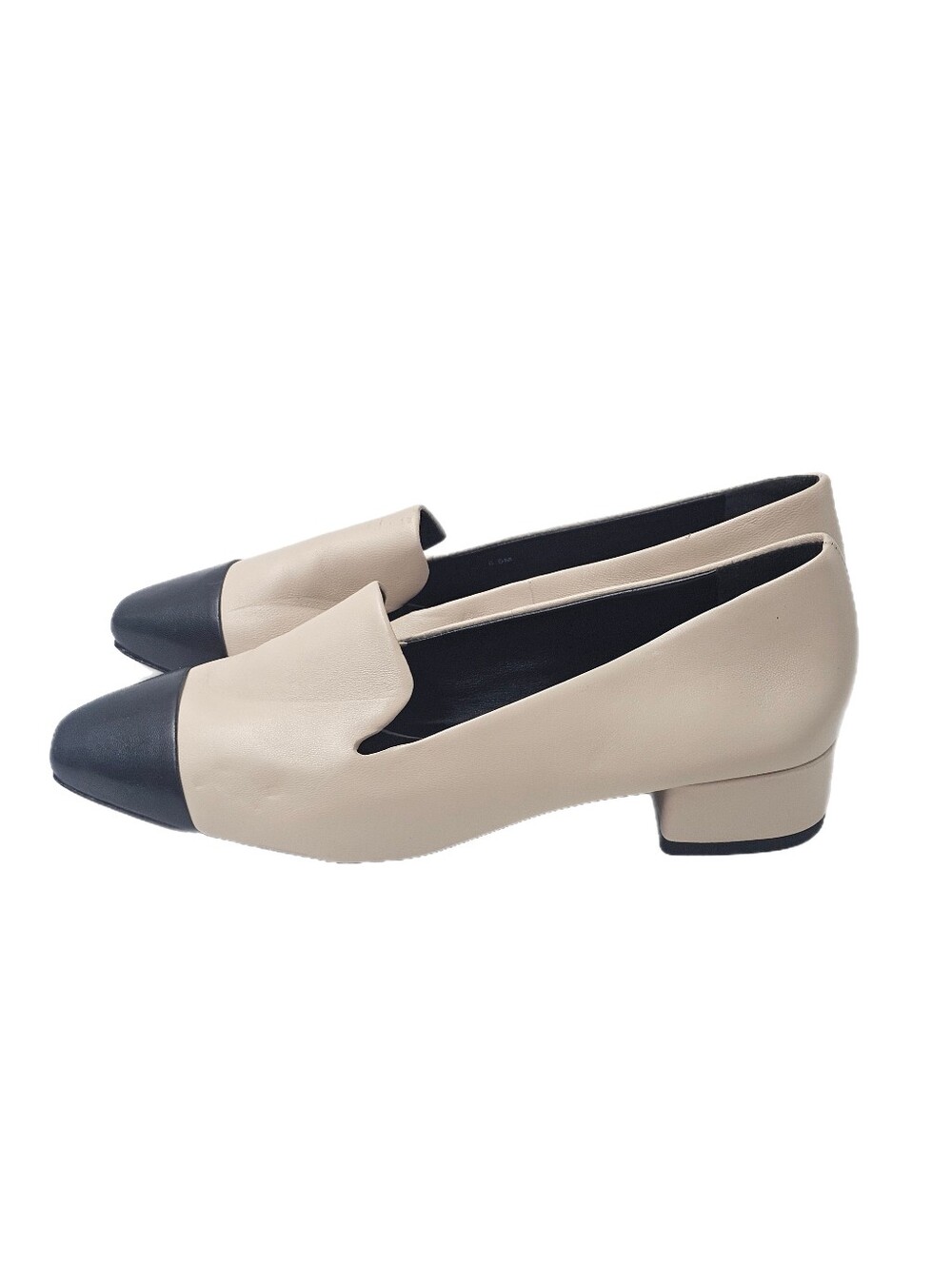 Veronica Beard Cecile Ecru Black Two-Tone Cap Toe Loafer Pumps 5.5 NWOB US
